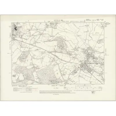1912 Map of Surrey XI.NW, 1920 Print
