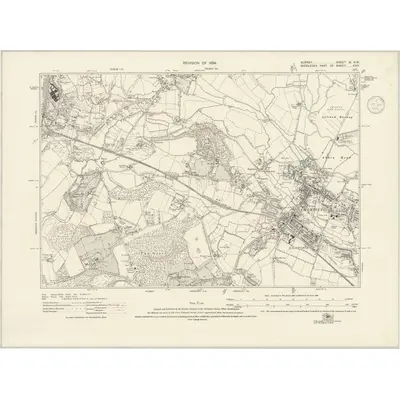 1934 Map of Surrey XI.NW, 1937 Print