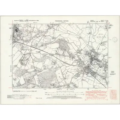 1938 Map of Surrey XI.NW, 1947 Print