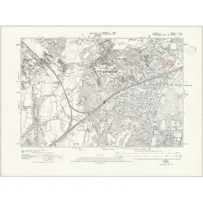1934 Map of Surrey XI.SE, 1938 Print