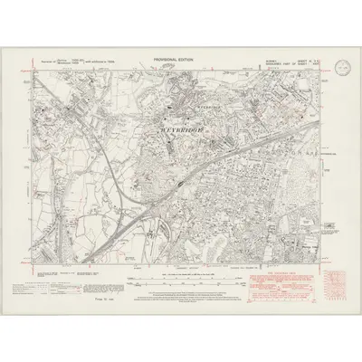1938 Map of Surrey XI.SE, 1946 Print