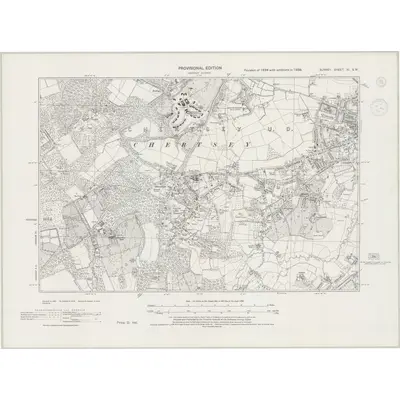 1938 Map of Surrey XI.SW, 1944 Print