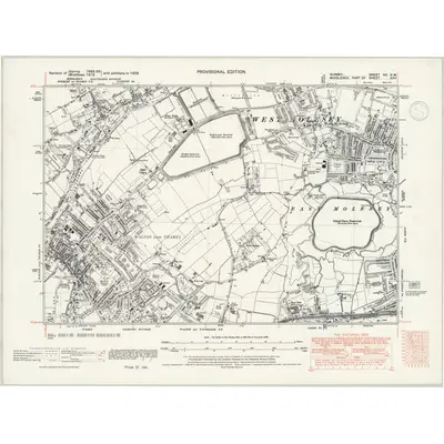 1938 Map of Surrey XII.NW, 1947 Print