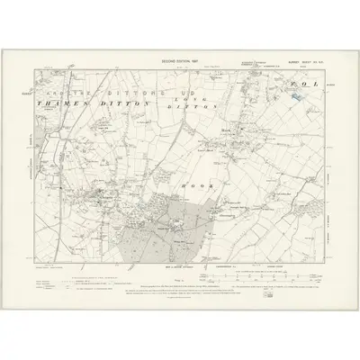 1894 Map of Surrey XII.SE, 1897 Print