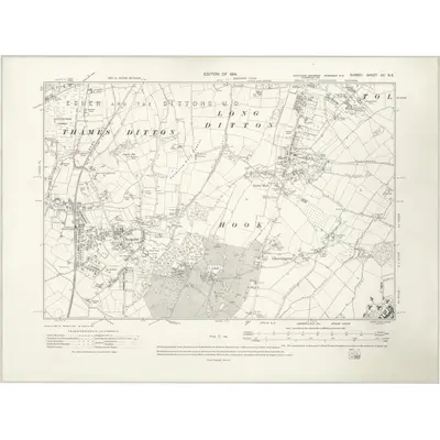 1911 Map of Surrey XII.SE, 1914 Print