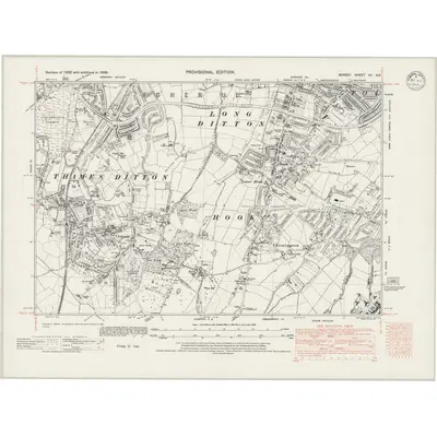 1938 Map of Surrey XII.SE, 1945 Print