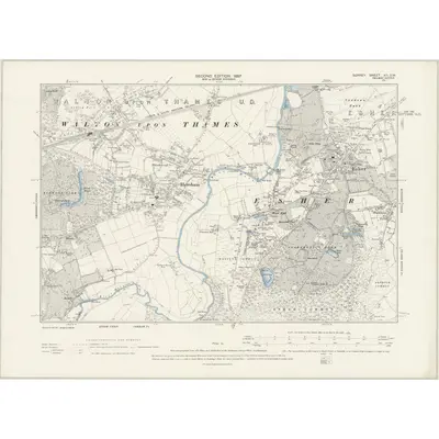 1894 Map of Surrey XII.SW, 1897 Print