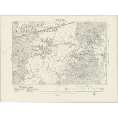 1912 Map of Surrey XII.SW, 1919 Print