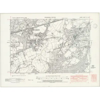 1938 Map of Surrey XII.SW, 1946 Print