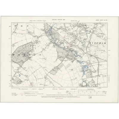 1894 Map of Surrey XIII.NE, 1897 Print