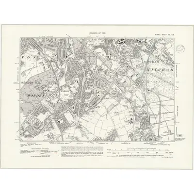 1932 Map of Surrey XIII.NE, 1936 Print