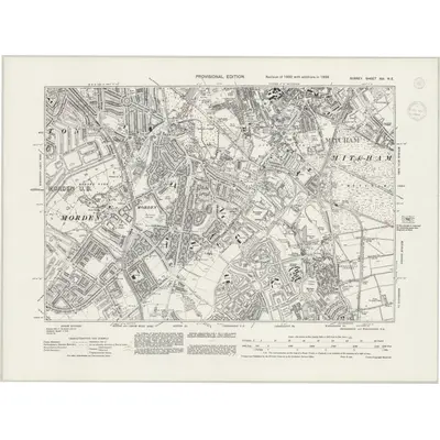 1938 Map of Surrey XIII.NE, 1944 Print