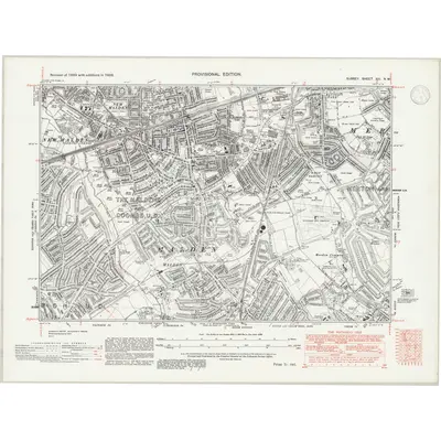 1938 Map of Surrey XIII.NW, 1946 Print