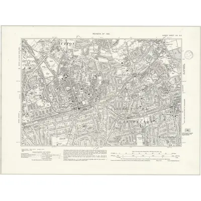 1933 Map of Surrey XIII.SE, 1937 Print