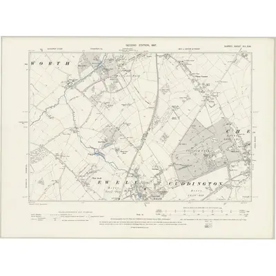 1894 Map of Surrey XIII.SW, 1897 Print