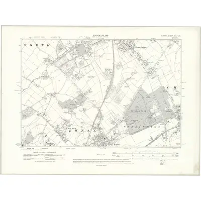 1910 Map of Surrey XIII.SW, 1915 Print