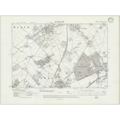 1910 Map of Surrey XIII.SW, 1933 Print