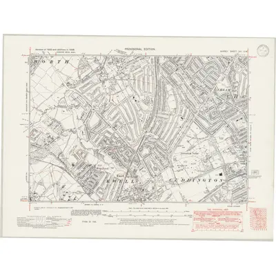 1938 Map of Surrey XIII.SW, 1946 Print