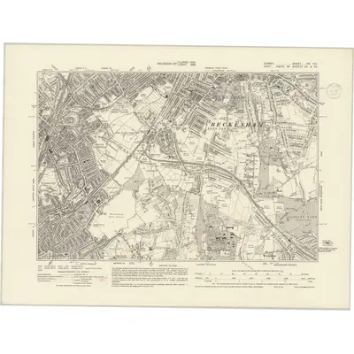 1933 Map of Surrey XIV.NE, 1936 Print
