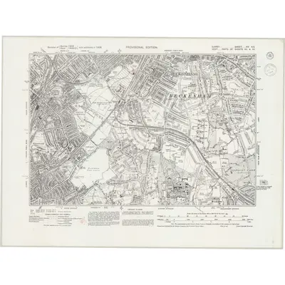 1938 Map of Surrey XIV.NE, 1944 Print