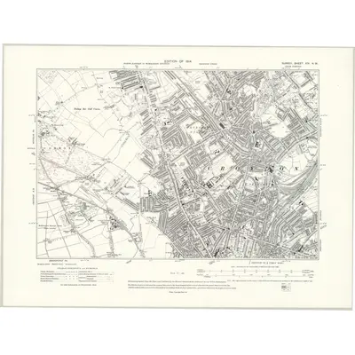 1910 Map of Surrey XIV.NW, 1914 Print