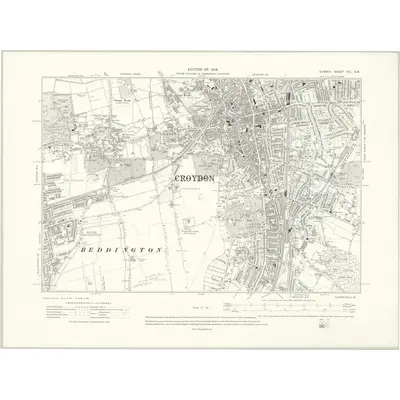 1911 Map of Surrey XIV.SW, 1914 Print