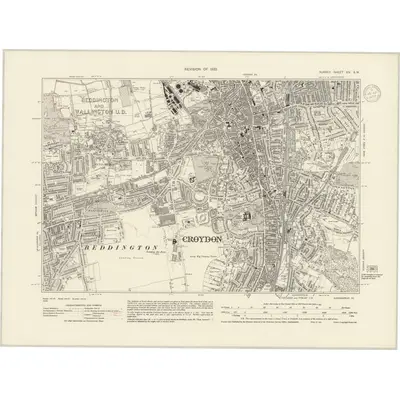 1932 Map of Surrey XIV.SW, 1936 Print