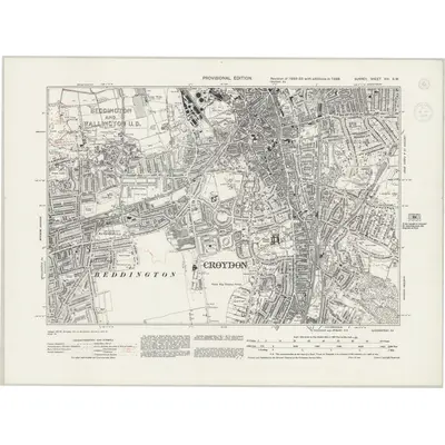 1938 Map of Surrey XIV.SW, 1944 Print