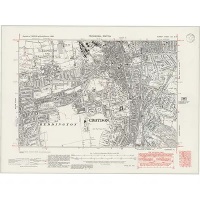 1938 Map of Surrey XIV.SW, 1946 Print