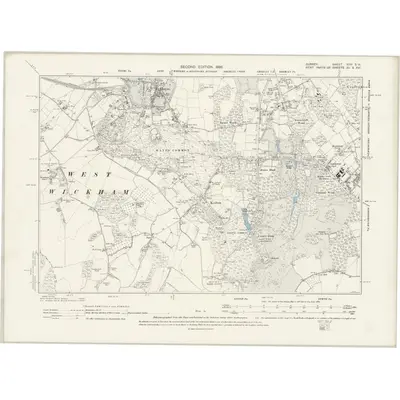 1894 Map of Surrey XIVa.SW, 1898 Print