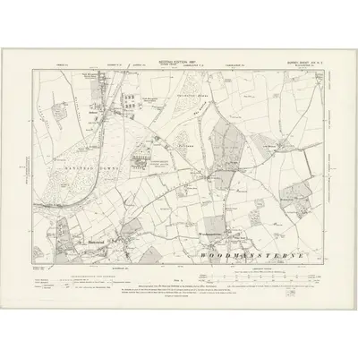 1894 Map of Surrey XIX.NE, 1897 Print