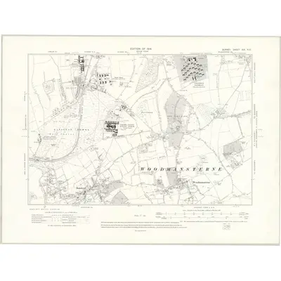 1911 Map of Surrey XIX.NE, 1914 Print
