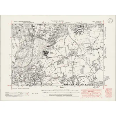 1938 Map of Surrey XIX.NE, 1946 Print