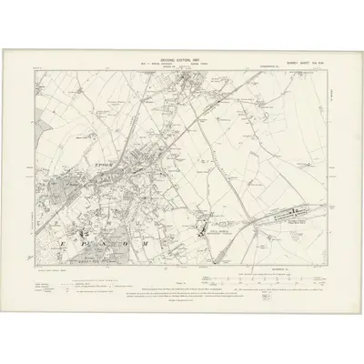 1894 Map of Surrey XIX.NW, 1897 Print