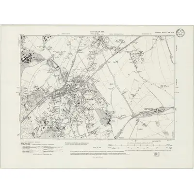 1911 Map of Surrey XIX.NW, 1933 Print