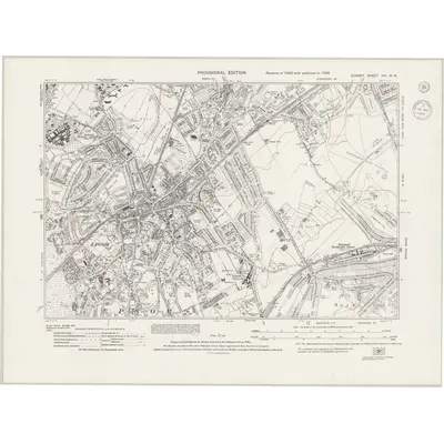 1938 Map of Surrey XIX.NW, 1944 Print