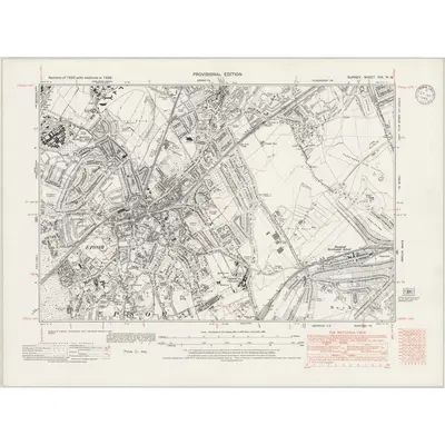 1938 Map of Surrey XIX.NW, 1945 Print
