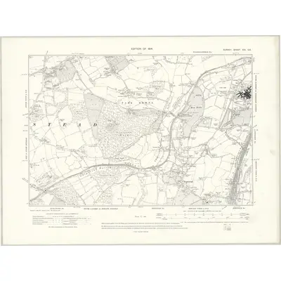 1911 Map of Surrey XIX.SE, 1914 Print