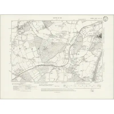 1911 Map of Surrey XIX.SE, 1933 Print