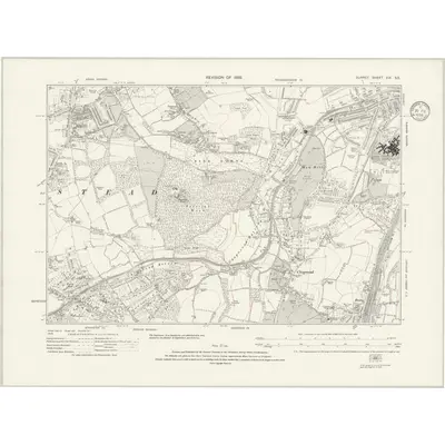 1933 Map of Surrey XIX.SE, 1936 Print