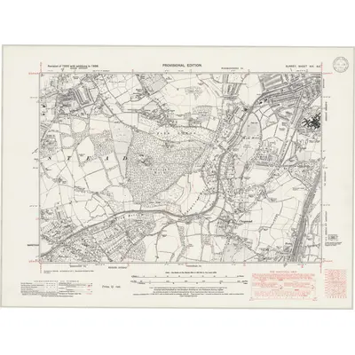 1938 Map of Surrey XIX.SE, 1946 Print