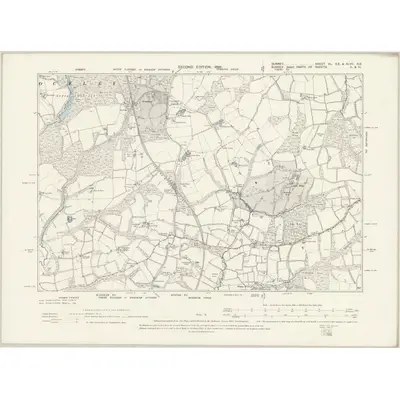 1895 Map of Surrey XL.SE & XLVII.NE, 1898 Print