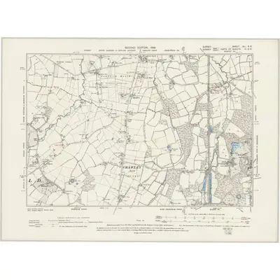 1895 Map of Surrey XLI.SE, 1899 Print