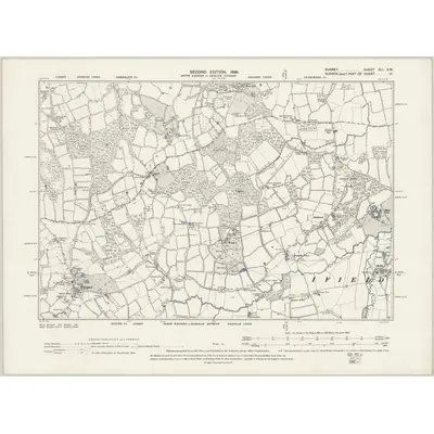 1895 Map of Surrey XLI.SW, 1898 Print