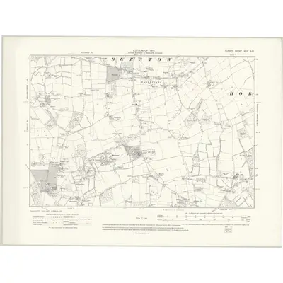 1910 Map of Surrey XLII.NW, 1914 Print