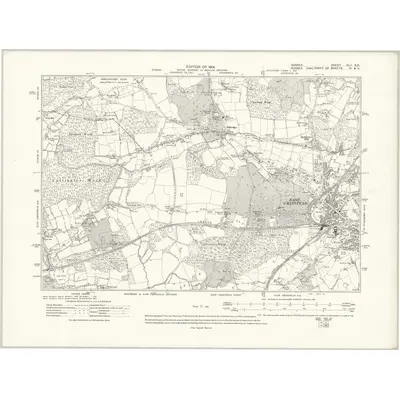 1910 Map of Surrey XLII.SE, 1914 Print