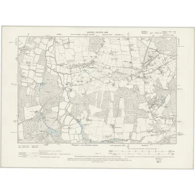 1895 Map of Surrey XLII.SW, 1898 Print