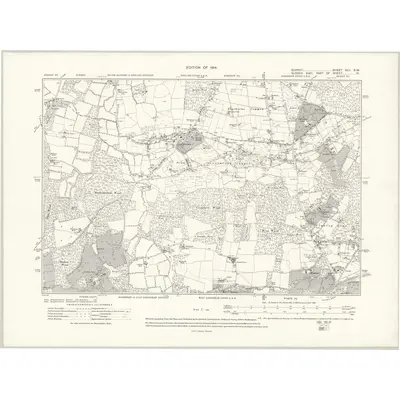 1910 Map of Surrey XLII.SW, 1914 Print