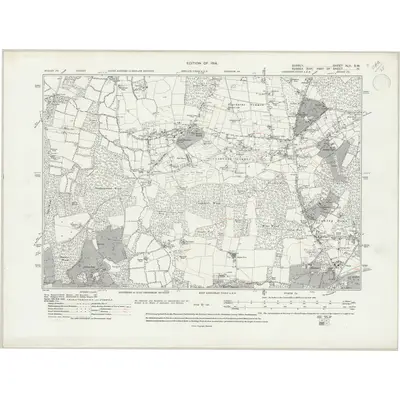 1910 Map of Surrey XLII.SW, 1946 Print