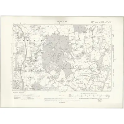 1910 Map of Surrey XLIII.NW, 1914 Print